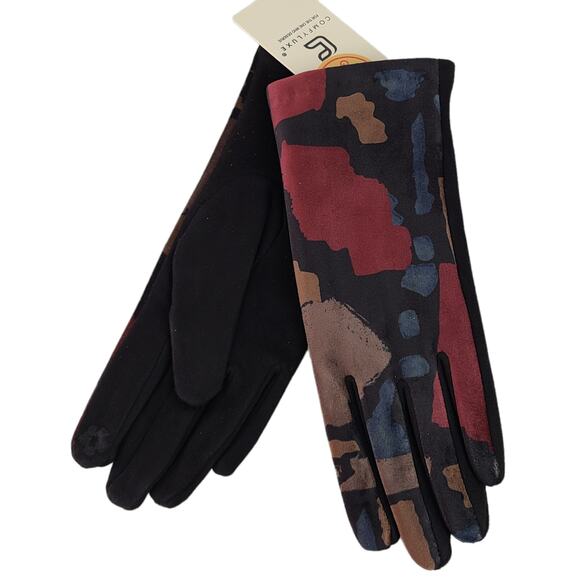 New smart gloves bold art print black blue brown maroon - Picture 1 of 2